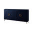 Buffet armoire 4 portes en bois bleu marine avec tablettes réglables pour la cuisine et la salle à manger, vestibule, couloir, finition laquée mat-164789709