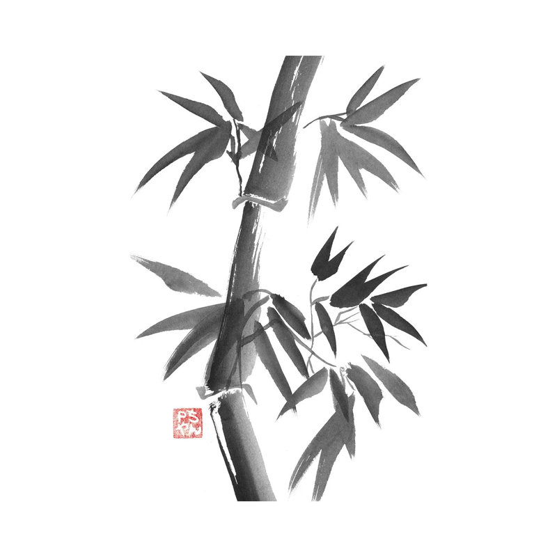 «Bamboo» par Péchane - impression d'art graphique, Toile tendue, H 60 po x l 40po x P 1,5 po, Pas de tapis
