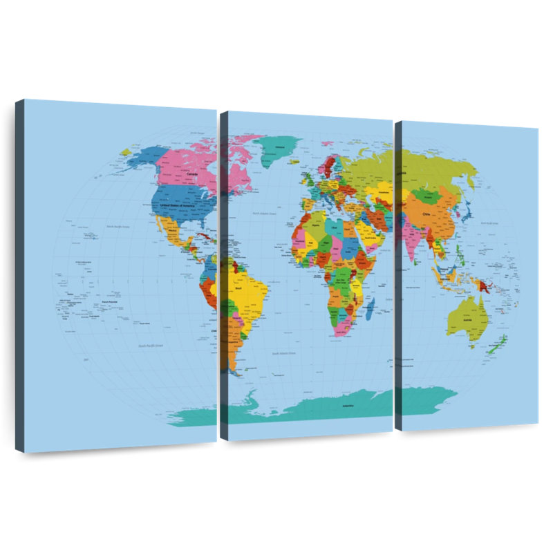 Aliaz World Map Bright, 24" H x 38" W