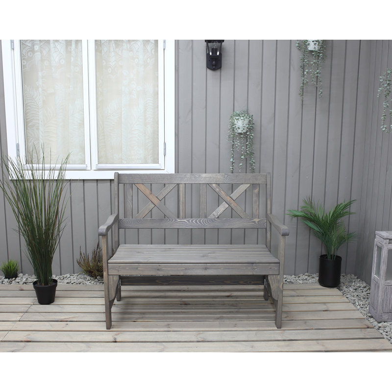 Bradon Solid Wood Pine Outdoor Bench, Ashgrey, H88 x W109 x D61cm