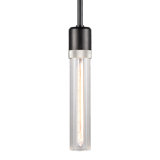 3" E26 Cylindrical Pendant Light, 18" Fluted Glass