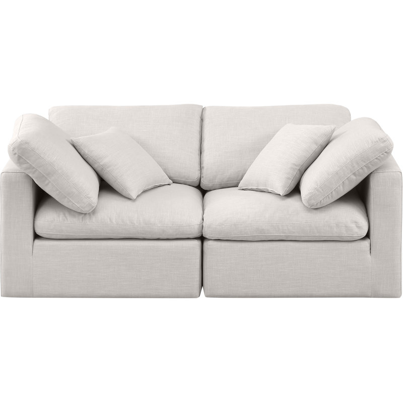 Itala Upholstered 70'' Loveseat, Cream Linen Textured Fabric