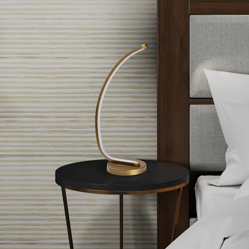 Lampe de table moderne en or, corps en métal, 7,1 x 16,9 x 5,1 pouces | 80 IRC, IP20, douille DEL 12 W, câble de 78,7 pouces, interrupteur marche / arrêt | Éclairage glamour élégant pour la décoration intérieure, la chambre à coucher, le salon et les espaces de bureau