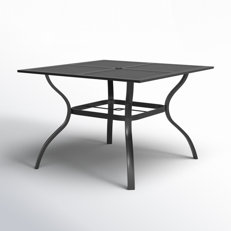 Leonard Square Metal Outdoor Dining Table With Umbrella Hole , 37'' in. W 37'' in. D