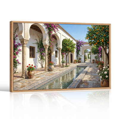 Ensemble de 1 tableau sur toile Jardin méditerranéen