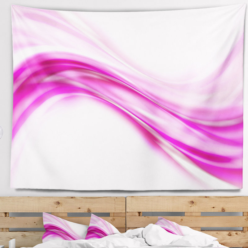 Tapisserie abstraite rose à vagues vers le bas, H 32 po x l 39 po
