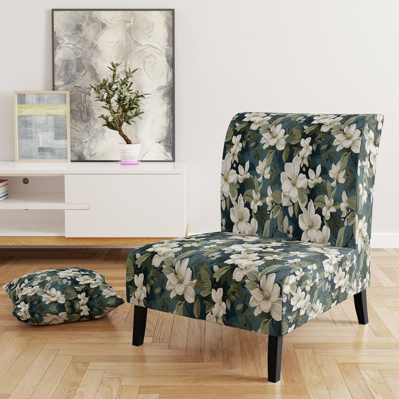 Rustic Victorian Brocade Victorian Pattern - Upholstered Floral Accent Chair Cottage Side Chair