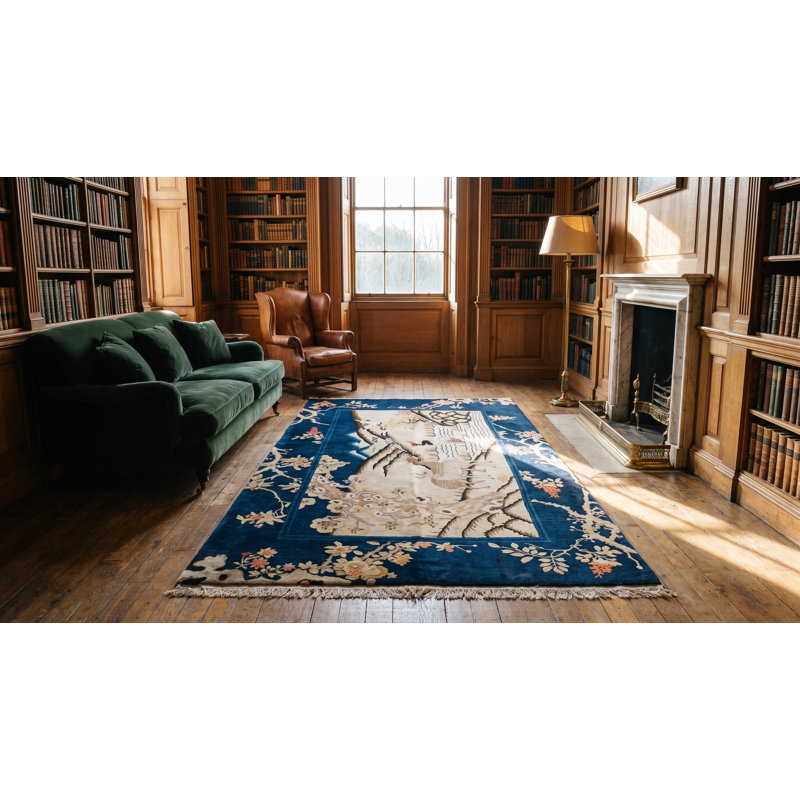 Tapis ivoire antique en laine couloir Baotou