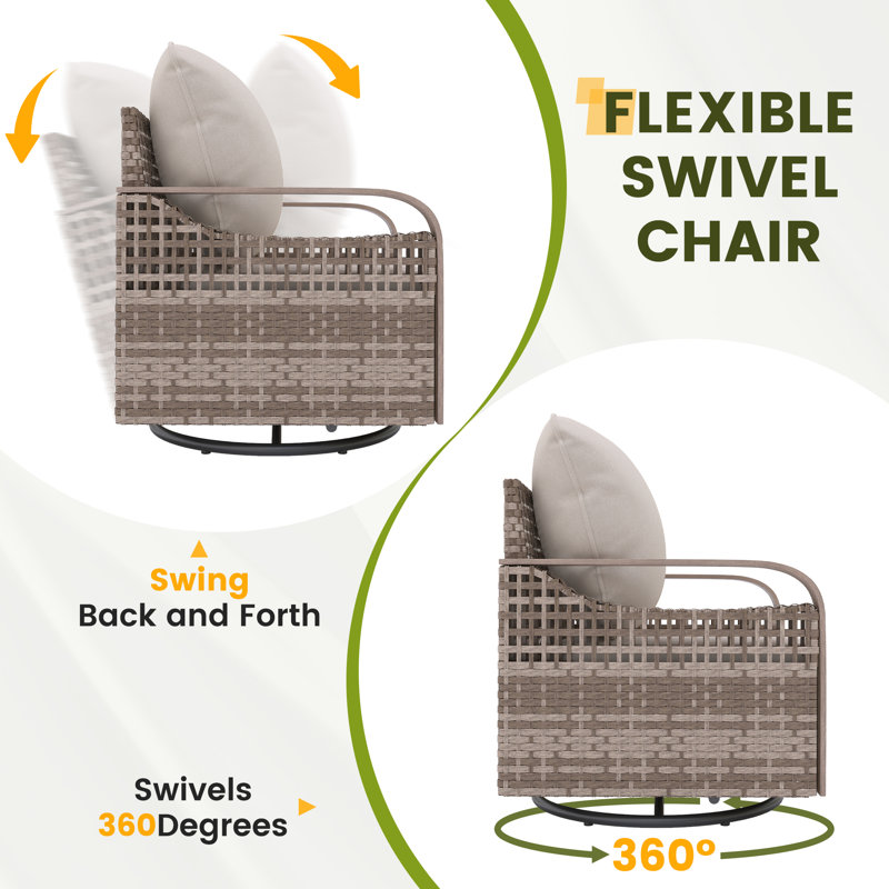 Chaise pivotante d'extérieur simple avec coussins