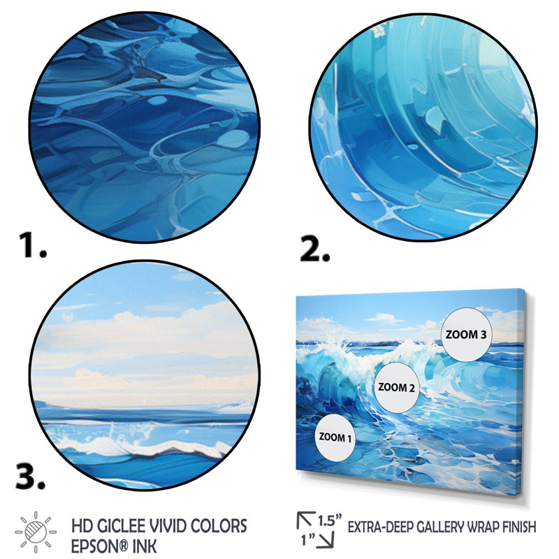 Blue Ocean Sapphire Infinity The Ocen II - Landscapes Canvas Wall Art, H 34 po x l 44 po x P 1,5 po