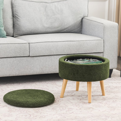 Round Tray Storage Ottoman