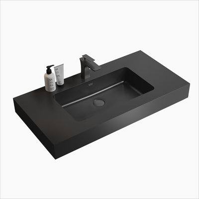 Bassin en quartz intégré intégré SANS drain et robinet, couleur noir mat