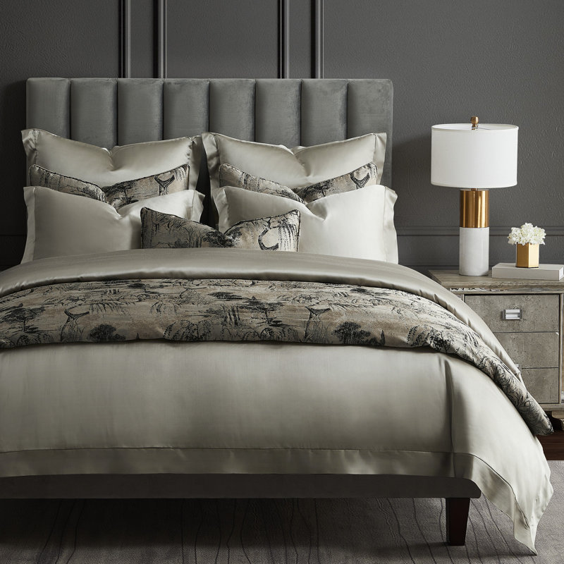Champagne Cotton Queen Duvet Cover Set with Shams