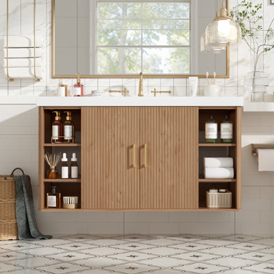 Ensemble de meuble-lavabo mural contemporain en bois aggloméré 42 po 19,69 x 23,5 po Contemporary