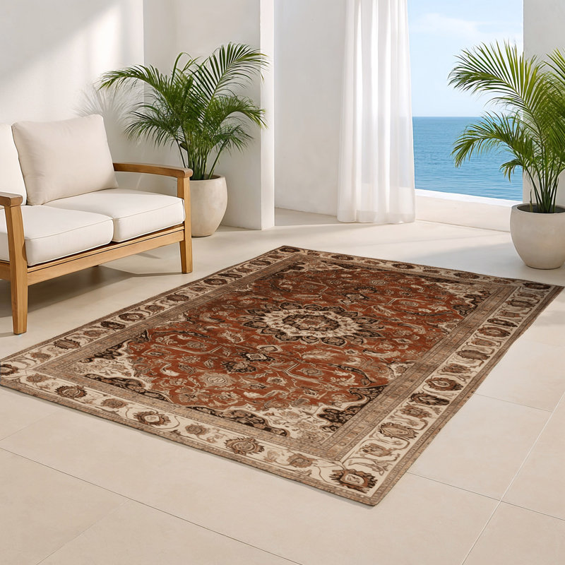 Tapis d'intérieur et d'extérieur brun Persian, Rectangulaire 8 pi x 10 pi