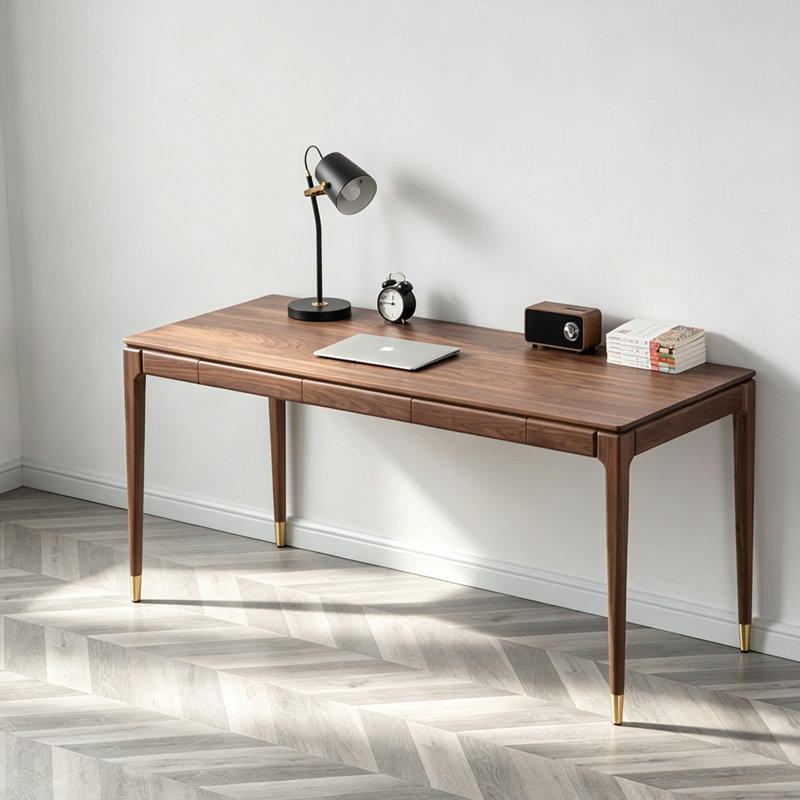 Bureau à domicile rétro en bois massif, H 29,52 po x l 70,86 po x P 25,59 po