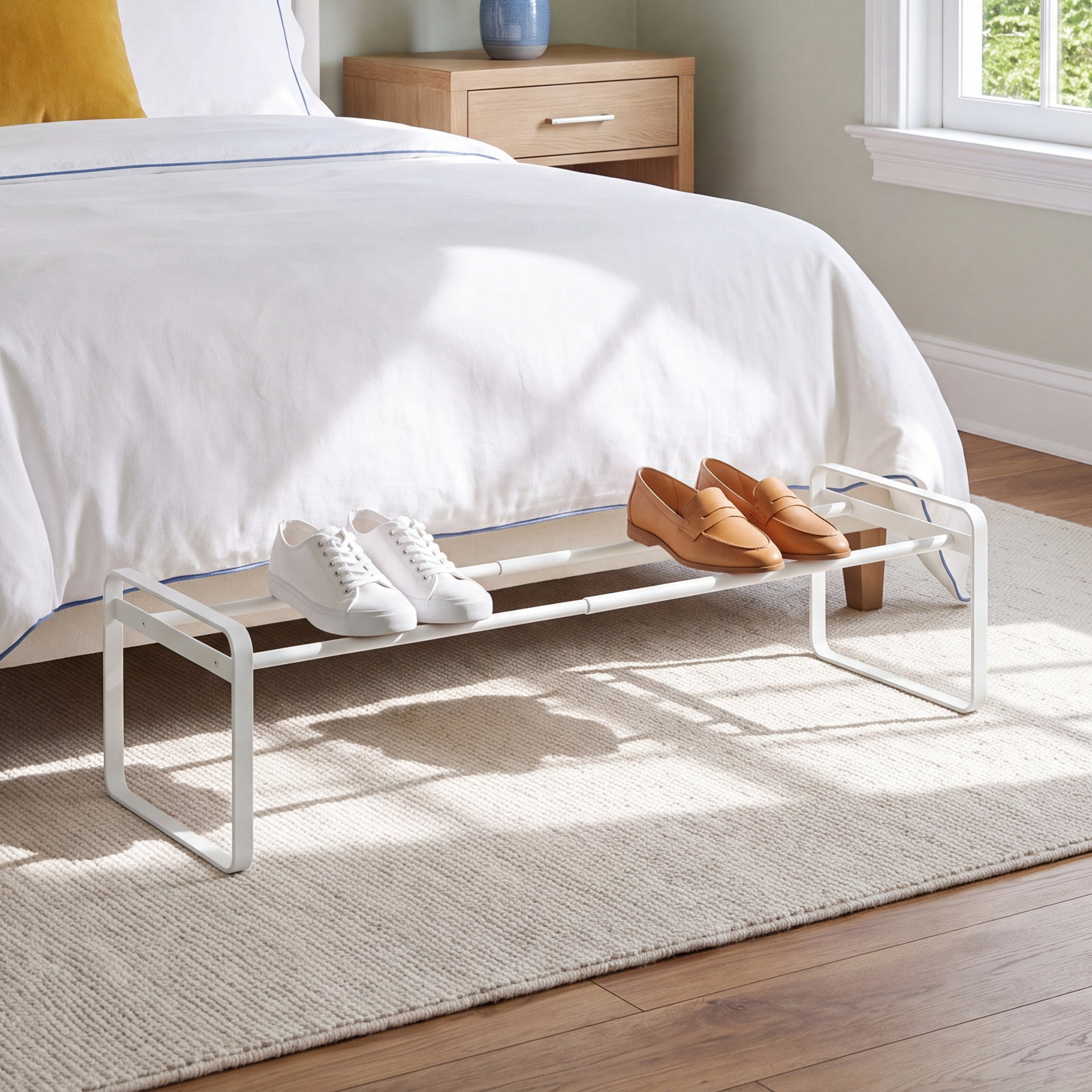 Yamazaki Home Adjustable Shoe Rack, White