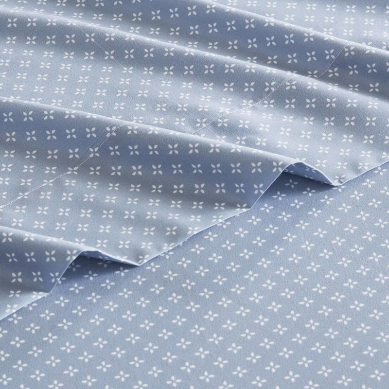 Grand lit dans un sac avec édredon floral et draps bleu, microfibre douce, convient au matelas de 16 po, rembourrage lavable, impression d'aquarelle, jusqu'à