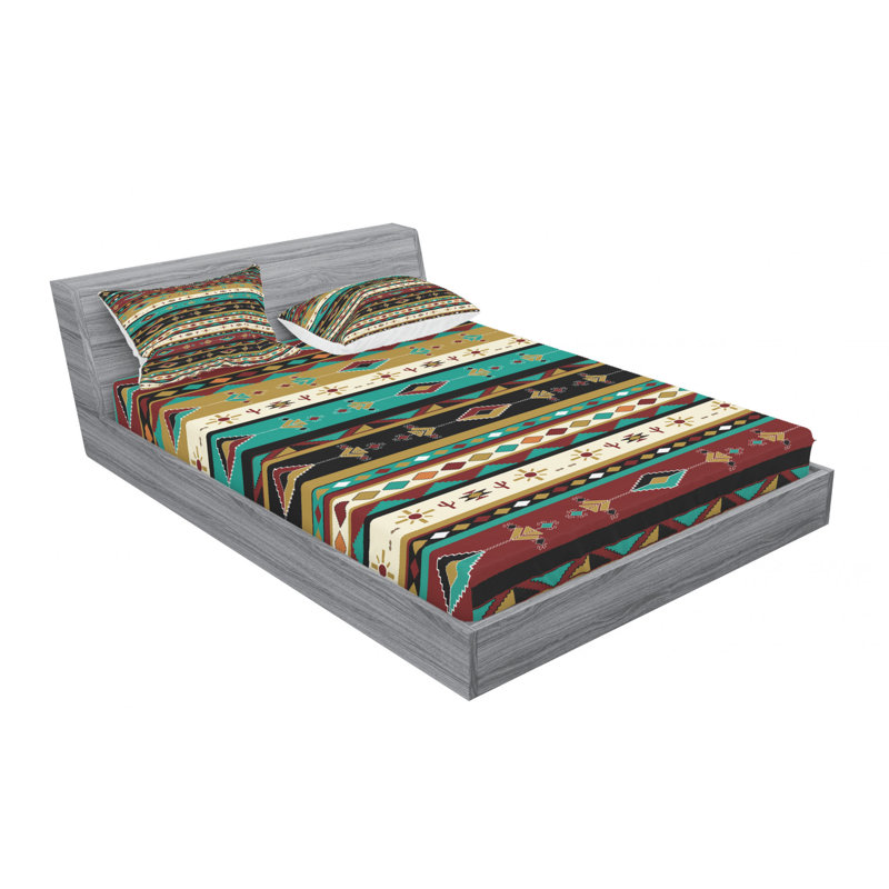 Microfiber Geometric Sheet Set, Queen Sheet Set with Fitted Sheet