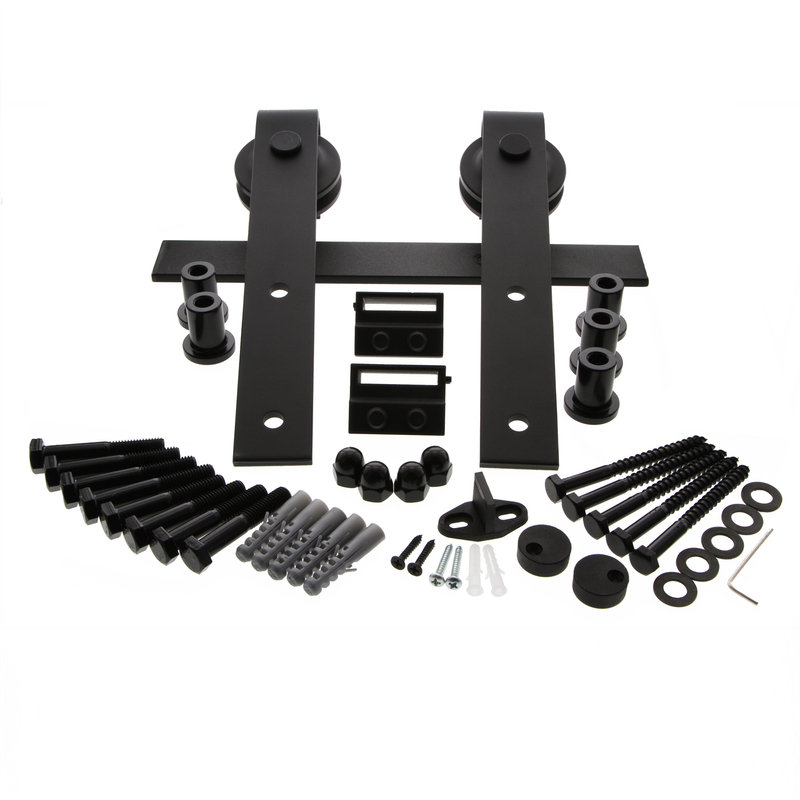 Heavy-Duty Black Iron Sliding Barn Door Track Kit