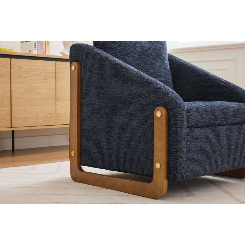 Fauteuil en tissu d'ameublement Chenille, Bleu
