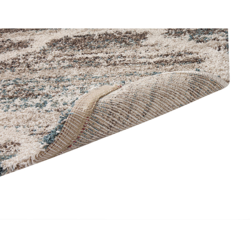 Tapis treillis bleu / brun / brun clair 5 x 8