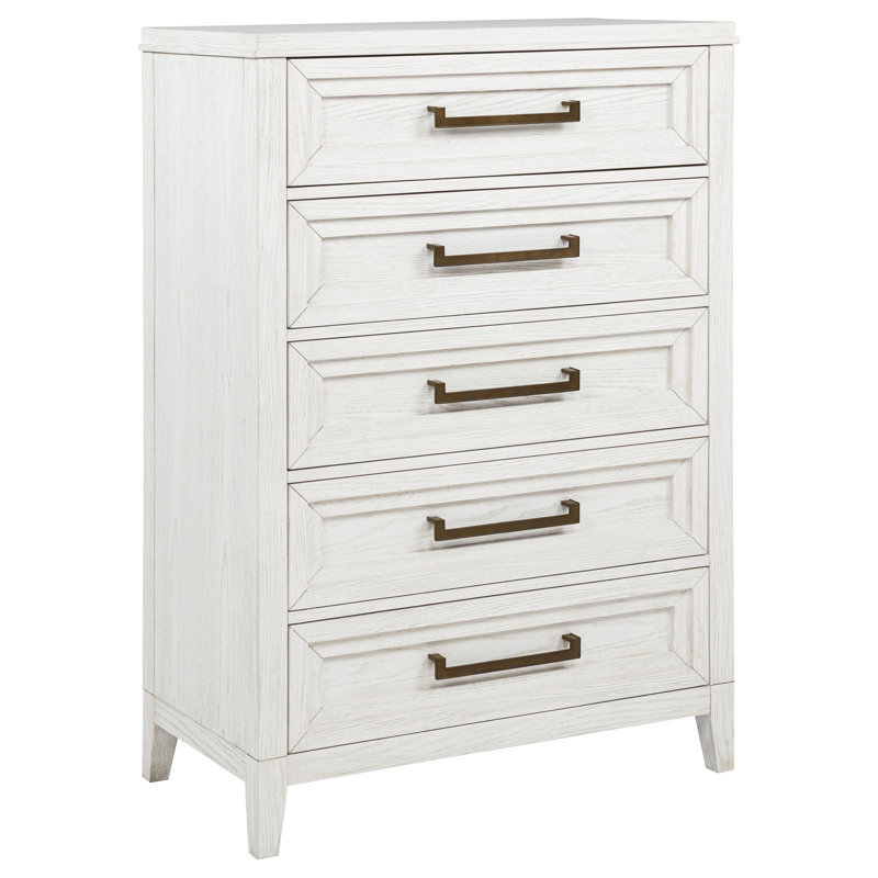 Commode de chambre blanche à 5 tiroirs Inverness