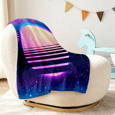 Jeté en flanelle transparente molletonnée, impression un côté des fêtes d'été