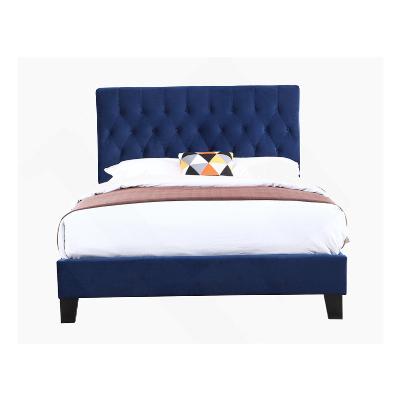 Kayden Upholstered Standard Bed, King, Navy