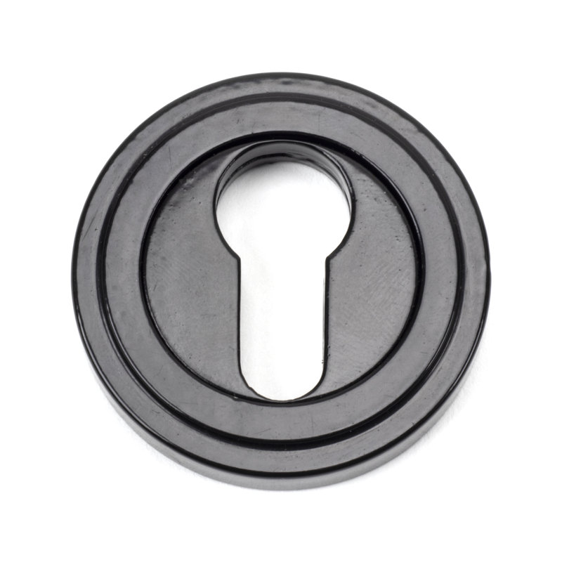 Concealed, Art Deco Escutcheon 3 Piece Door Accessory Set, Black