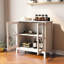 Armoire de cuisine avec portes doubles en verre transparent - Buffet de rangement rustique. , Finition blanche. Guide d'installation facile et polyvalent pour la conception des portes. Charme, plateau de table carré. Fabrication, peint.