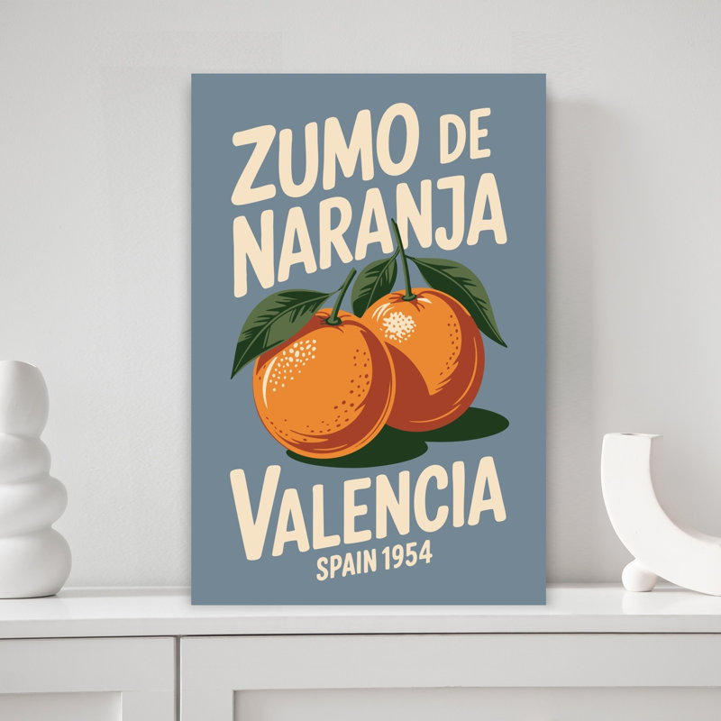 «Valencia Orange Juice Classic Organic Retro Fruit Summer», art mural, H 18 po x l 12 po