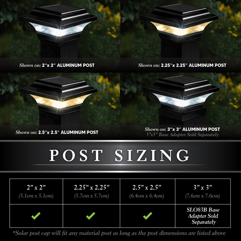 Black Aluminum LED Solar Post Cap Light Multipack