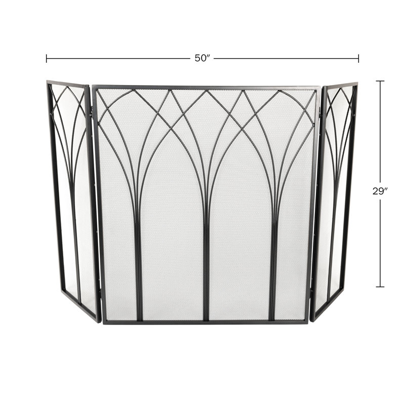 Victorian Gothic 3-Panel Iron Foldable Fireplace Screen