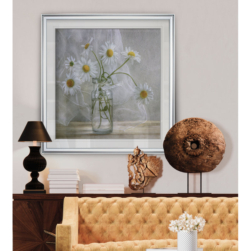 Marguerites - reproduction de photo, H 17,5 po x l 17,5 po, Impression encadrée, Silver