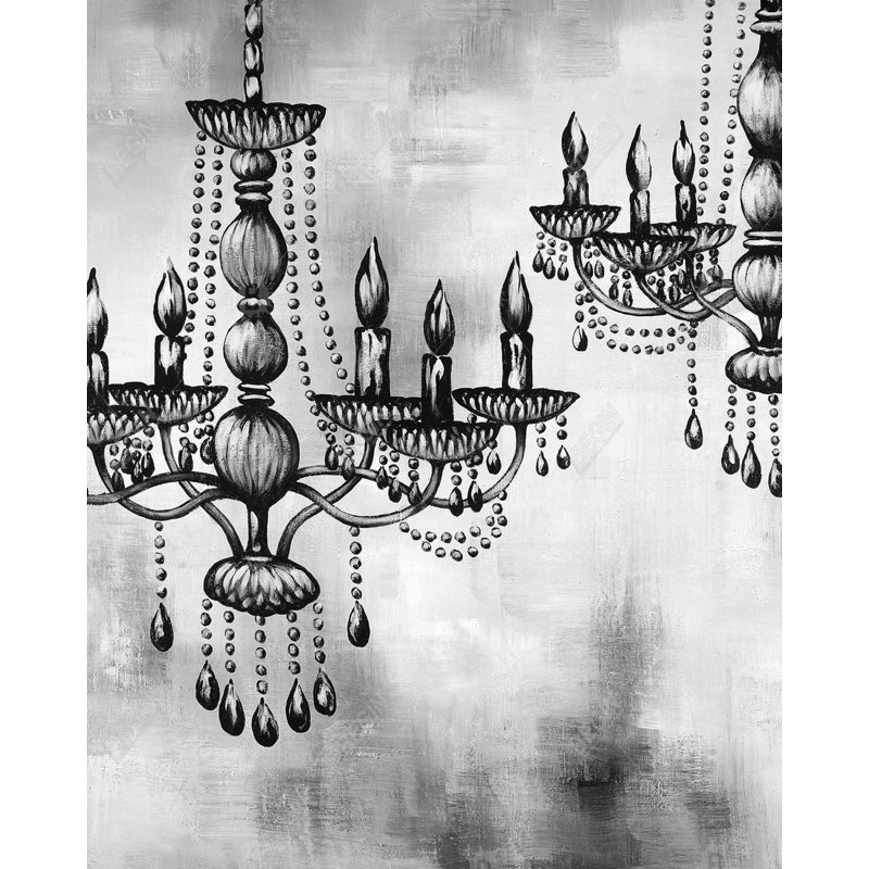 Deux lustres en cristal - Toile décorative noir et blanc