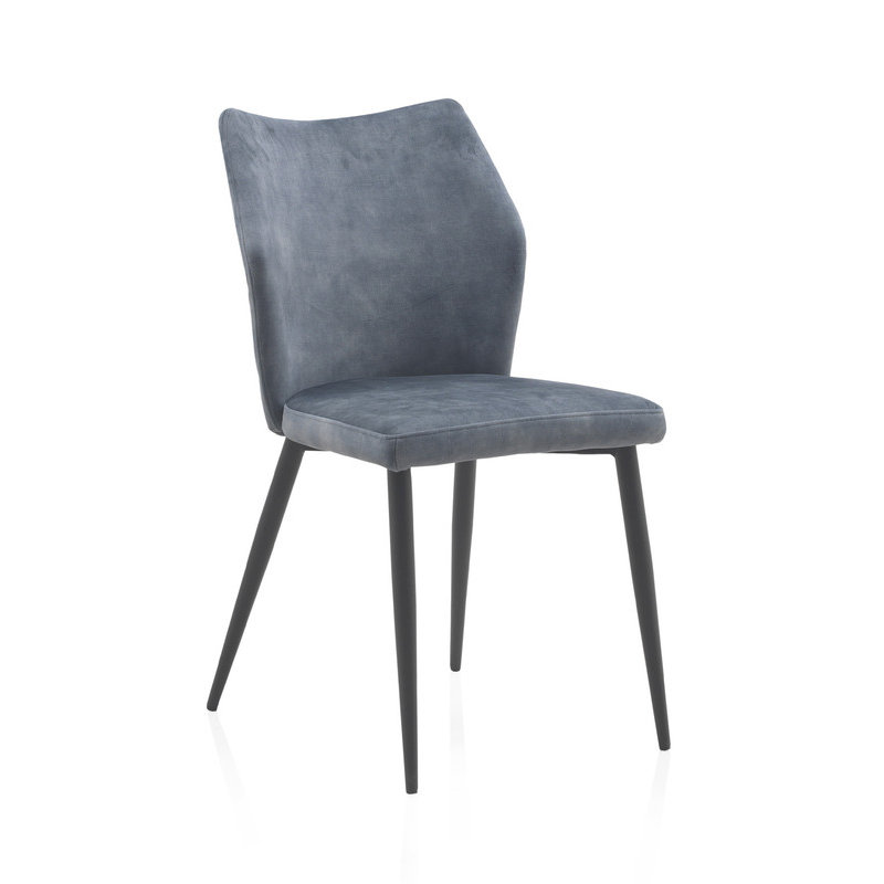 48cm H Polyester/Velvet Upholstered Metal Side Chair, Grey