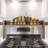 Deluxe Rustic Solid Wood And Black Metal Wire Bar Spice Rack - Space Saving Over The Stove Top Storage Shelf For Kitchen Organization