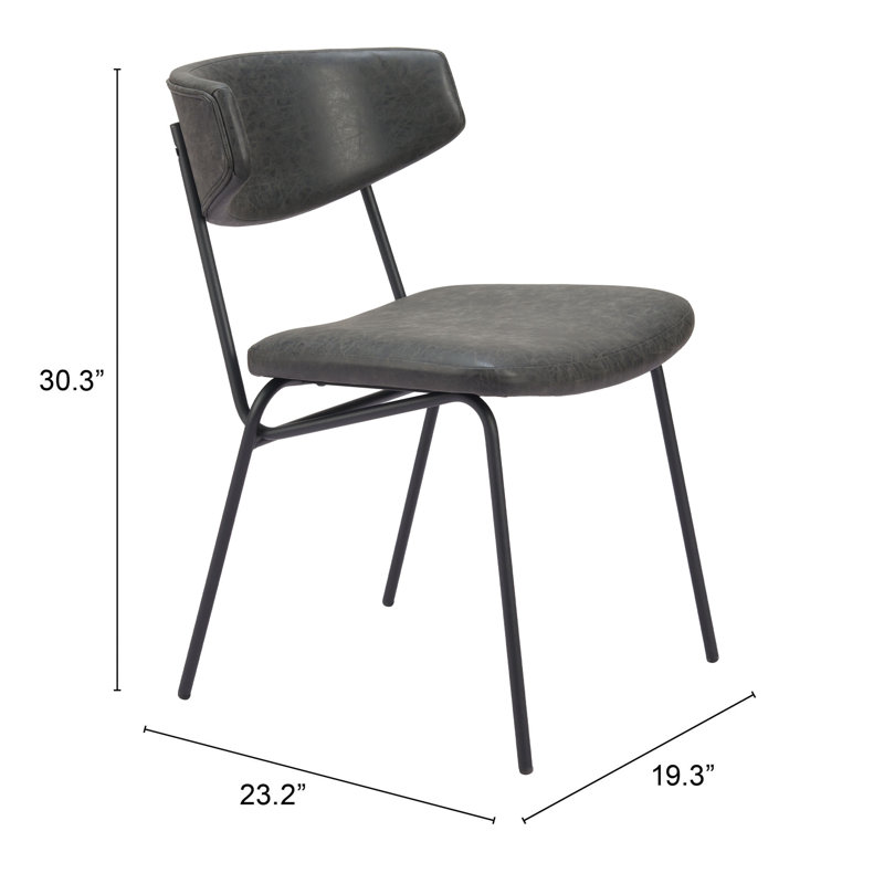 Vintage Black Faux Leather Upholstered Arm Chair with Metal Legs