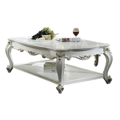 Antique Pearl Coffee Table With Bottom Shelf