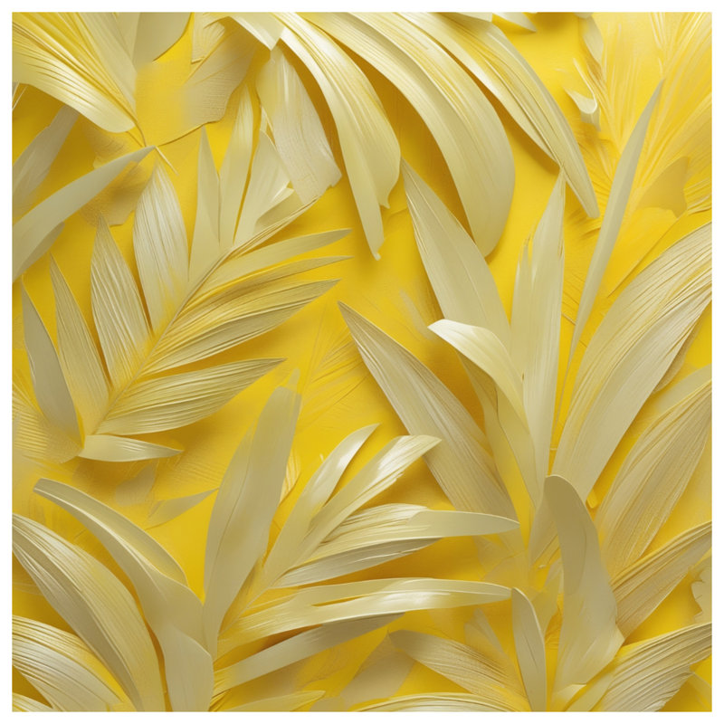 Couvre-lit jaune avec feuilles de palmier jaunes, Full / Double