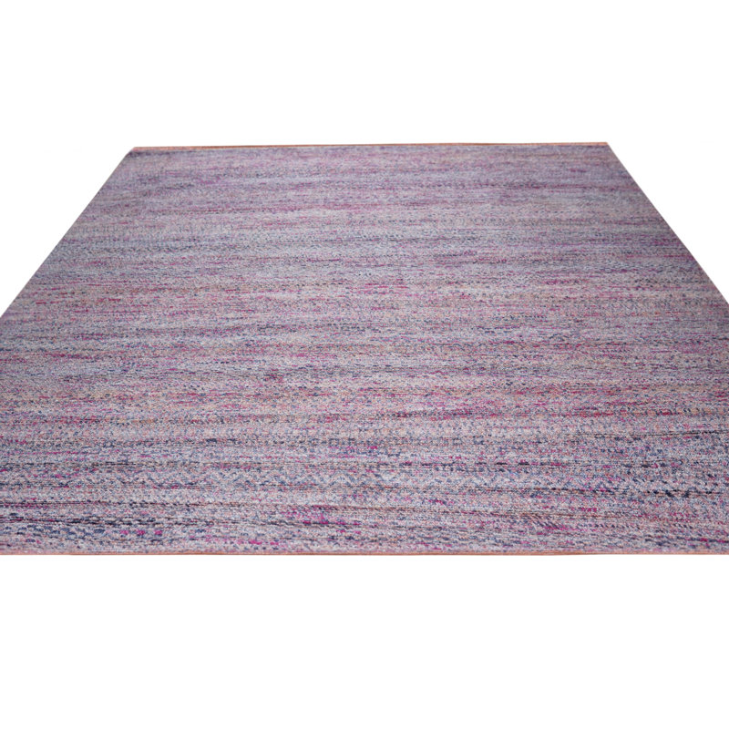 Contemporary Silk Red Hand Knotted Wool Red Mix Grass Natural Silk 8' x 10' Area Rug