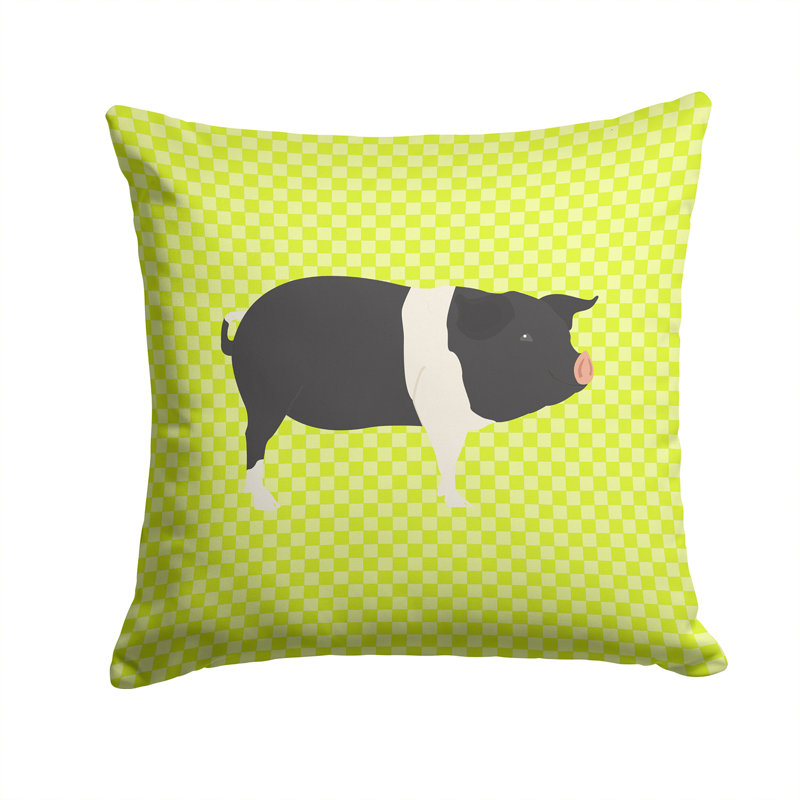 Coussin extérieur éclectique porc check, Vert, 14 po x 14 po