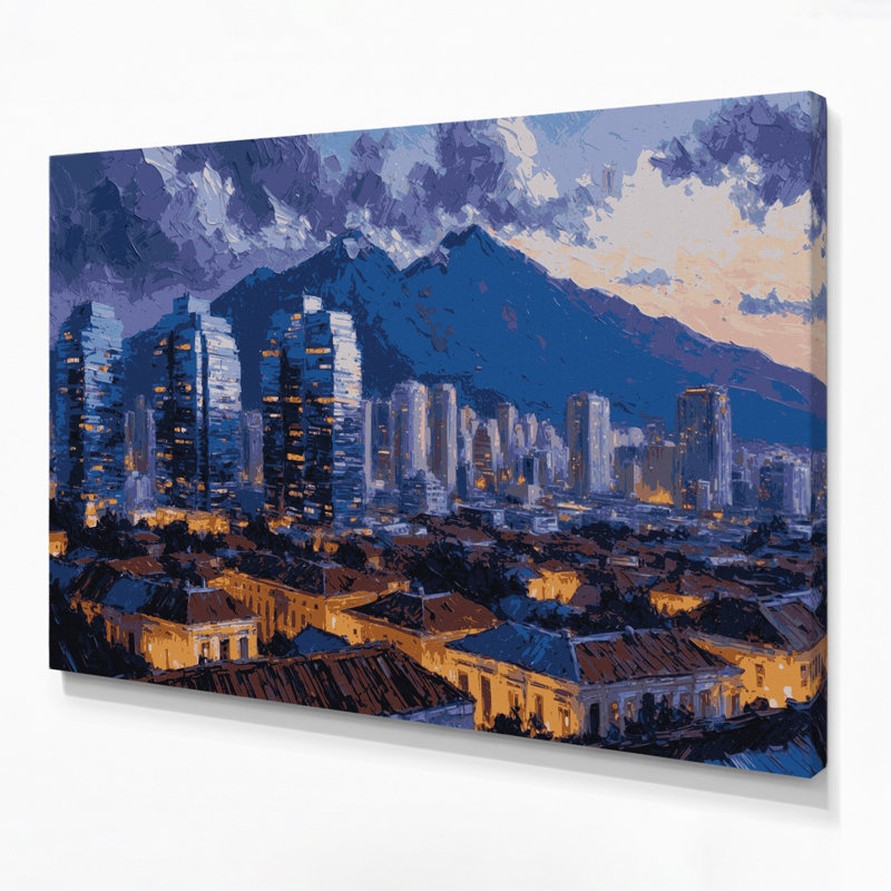 Art mural sur toile, villes bleues, Caracas, Vénézuéla, H 12 po x l 18 po