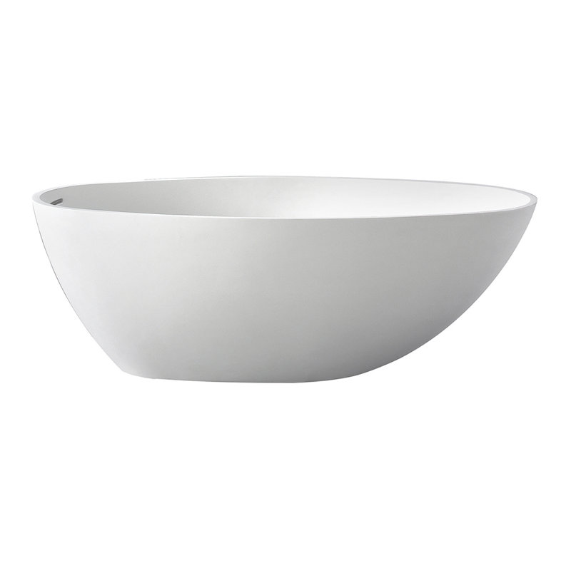 Matte White Solid Surface Freestanding Egg Shaped Tub