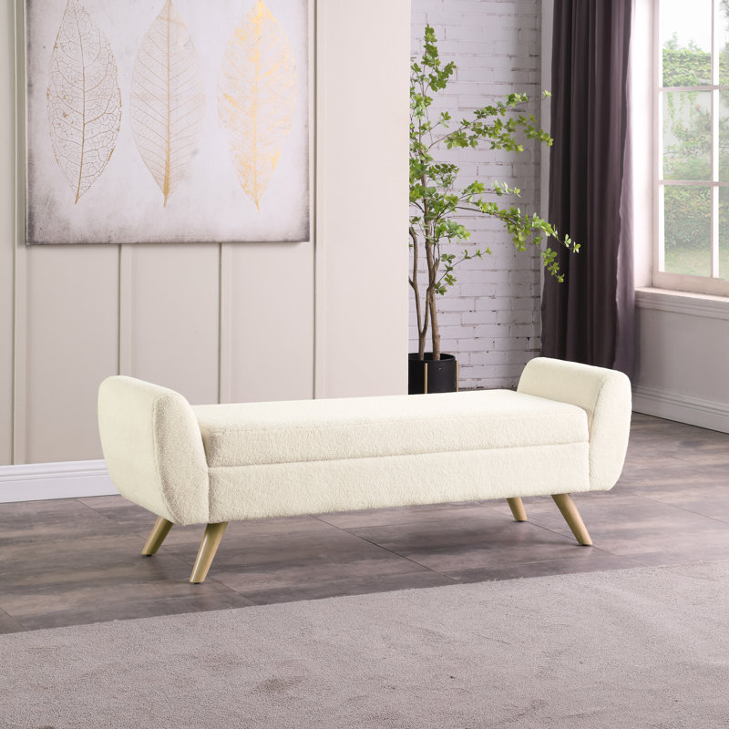 Banc de rangement rembourré Amsi, Sherpa crème