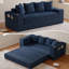 Canapé-lit convertible de 78 po, canapé-lit gigogne en velours côtelé avec poche de rangement, conception modulaire, aucun assemblage requis, bleu-719492260