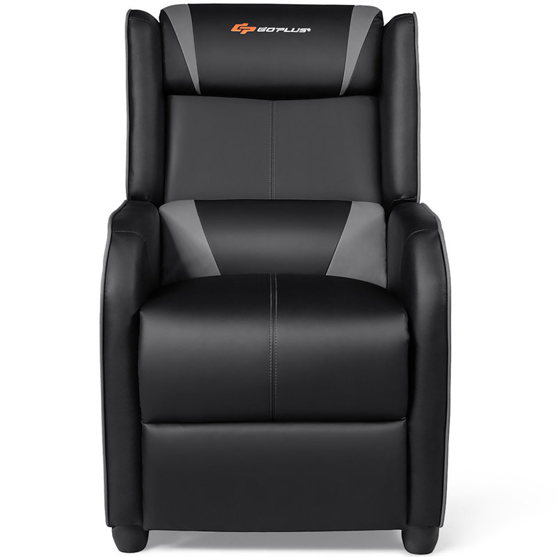 Faux Leather Recliner, Gray/black Faux Leather