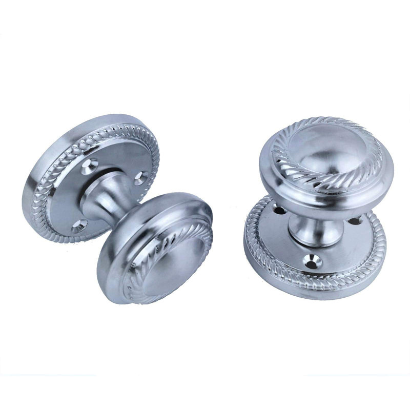  7 Pairs Georgian Design Mortice Door Knobs Polished Brass - 58mm