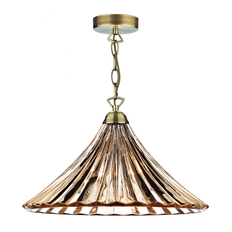 Behne 1 - Light Cone Pendant, Antique Brass with Amber Glass Shade